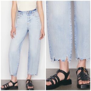 Frame denim ultra high rise barrel jeans